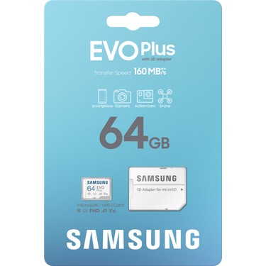 Samsung Evo Plus 64 GB MicroSD Kart UHS-1 A1 V10 Hızlı Veri Fiyatı