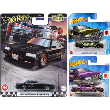(Set 3 Hotwhees Skyline 30.000¥) Hot Wheels 3 Araç Nissan Skyline Rs KDR30 Set Siyah & Mor & Fiyatı