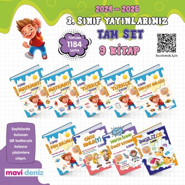 Mavi Deniz Yayınları 3. Sınıf Tam Set 2024-2025 (9 Kitap) Kitabı