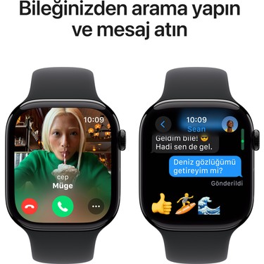 Apple Watch Series 10 GPS, 42 mm Simsiyah Alüminyum Kasa ve Siyah
