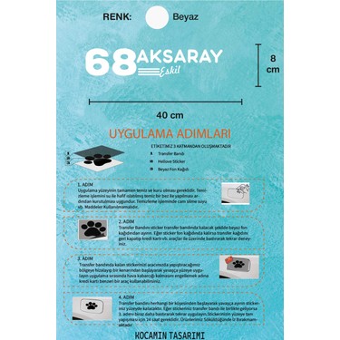 Aksaray 68 Plaka Kodlu Beyaz Araç Sticker Eskil Ilçe Yazılı Fiyatı