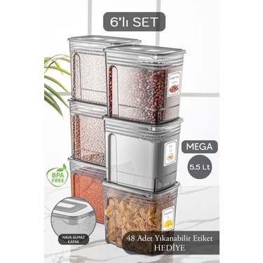 Meleni Home 6'lı Lena Jumbo Set- Un ve Bakliyat Şeker Erzak Fiyatı