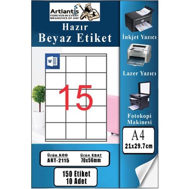 Artlantis A4 Hazır Etiket 70X56 mm 10 Sayfa 1 Paket 15 Li Fiyatı