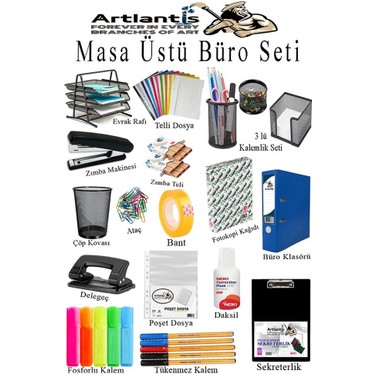 Masa Üstü Ofis Paketi 18 Parça Fotokopi Kağıdı Metal Evrak Fiyatı