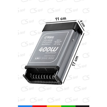 Ctrons IP45 Yağmur Korumalı 12V 33.3A Güç Kaynağı 400W LED Fiyatı