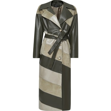 Derimod Shakira Kadın Yaşil Kruvaze Yaka Deri Pardesü Fiyatı