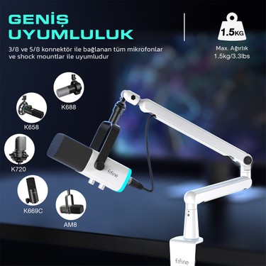 Fifine BM88 360 Derece Ayarlanabilir Profesyonel Beyaz Fiyatı