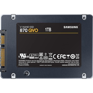 内蔵型SSD Samsung 870 QVO 1TB SATA 2.5 SSD Samsung QVO 870 1TB SATA3 SSD 560MB Okuma 530MB Yazma Hızı Fiyatı
