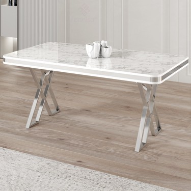Canisa Rigel Serisi 80x130 Lak Panel Sabit Masa Krom Ayaklı Fiyatı