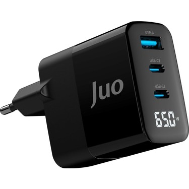 Juo 65W Gan LED Ekranlı Hızlı Şarj Cihazı 2 Type-C + Usb-A Fiyatı