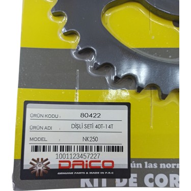 Daico 80422 Dişli Seti Ön Arka Oem 40T-14T [cf Moto] Nk 250 Fiyatı