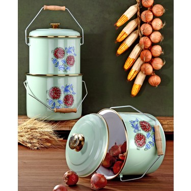 Bonera Emaye 3'lü Su Yeşili Bakraç Set, 14-16-18cm Yoğurt Fiyatı