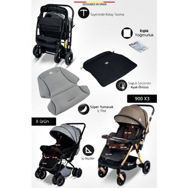 BABYL 夏フェス 3点セット Ｓサイズ Baby Home 900 X3 Çift Yönlü Bebek Arabası Fiyatı