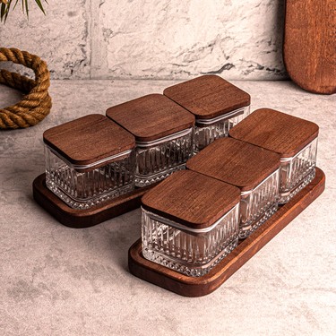 Snippy Bella Kare 8 Parça Tepsili Ahşap Vakumlu Kapaklı Cam Fiyatı