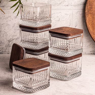 Snippy Bella Kare 6'lı Ahşap Vakumlu Kare Kapaklı Cam Fiyatı