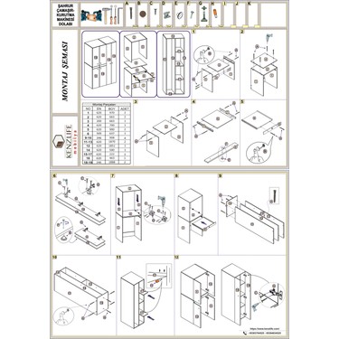Kenzlife çamaşır-kurutma makinesi dolabı şahrur sol gri Fiyatı
