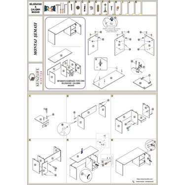 Kenzlife ofis masası miyamoto gri sağ 75*120*60 kilitli Fiyatı