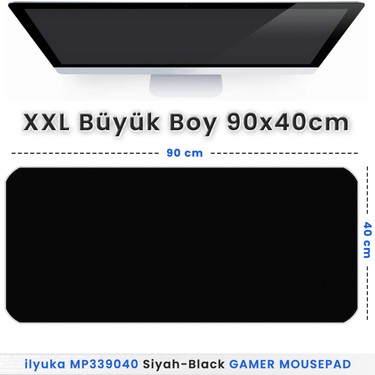 İlyuka 90X40 Logosuz Siyah-Black Xxl Büyük Boy Ilyuka Fiyatı