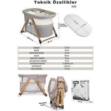 Kiwi Zoody 3 In 1 Bebek Beşiği Oyun Parkı ve Park Yatak Fiyatı