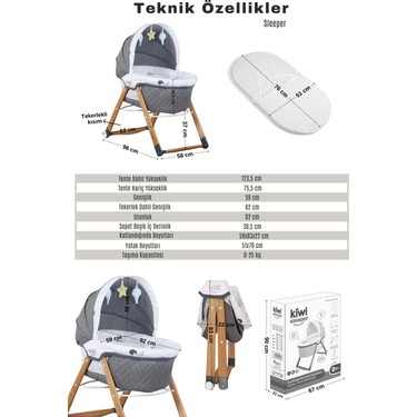Kiwi Sleeper All İn One Naturel Ahşap Sallanabilen Katlanır Fiyatı