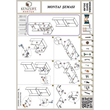 Kenzlife çamaşır makinesi dolabı veronika byz 180*066*20 Fiyatı