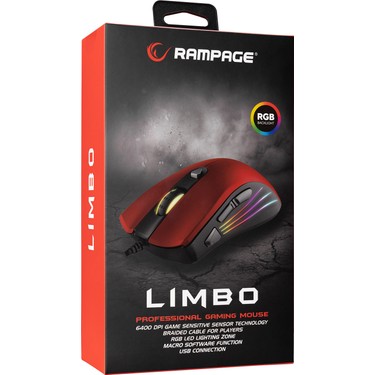 Rampage SMX-R33 Lımbo Makrolu Siyah/Kırmızı 6400DPI Rgb Fiyatı