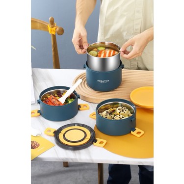 Weather Forecast 304 Çelik Mavi Üç Kat 2200 ml Yemek Mama Fiyatı