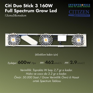Citi 3 Duo Stick 160W Full Spectrum Grow LED Lamba Fiyatı