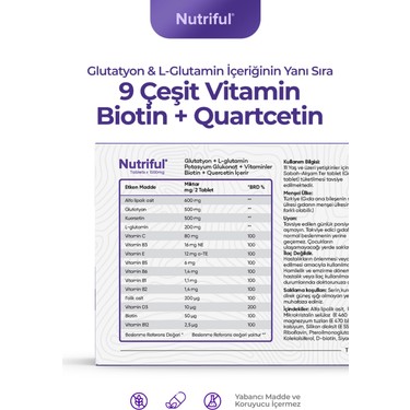 glutathione tablet nasıl kullanılır Nutriful Glutawell 30 Glutatyon Ve L-Glutamin İçeren Vitaminler ile Kem Dưỡng Trắng Body TB500 Peptide G:60 ct
