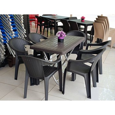 Ziynet Home Rattan Plastik Katlanır Masa 70 x 120 6 Adet Fiyatı