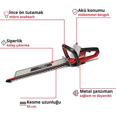 Einhell Akülü Çit Budama ARCURRA 18/55 Power X-Change (18 V, Fiyatı