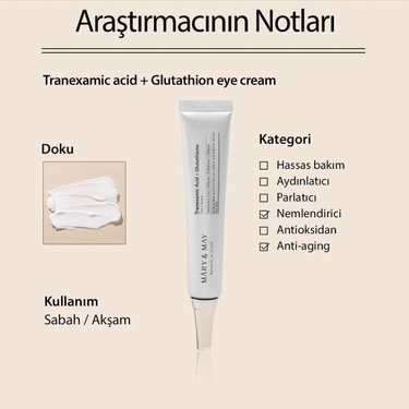 mary & may tranexamic acid+glutathion göz çevresi kremi gr reviews Mary & May Tranexamic Acid+Glutathion Göz Çevresi Kremi 30 Fiyatı
