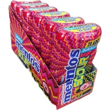 Mentos Sour Çilek Aromalı Draje Sakız 56 G. * 6 Adet Fiyatı