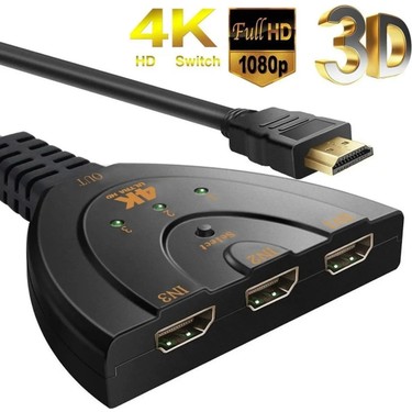 Derwell HDMI Switch 3 Port Kablolu 3 In 1 Out Otomatik Fiyatı