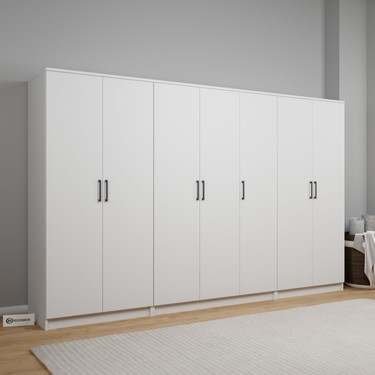 Kardelen Serisi 280 cm Mat Beyaz 7 Kapılı 13 Raflı Elbise Fiyatı