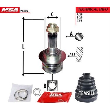Mga 70622 Aks Kafa Diş-Suzuki Sx4 06-12 M16A 1.6 28X29X57 Fiyatı