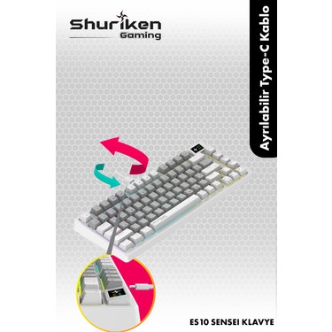 Shuriken ES10 Sanseı Rgb Mekanik Türkçe Klavye 1.06INÇ Tft - Fiyatı