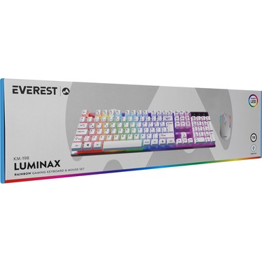 Everest KM-198 Luminax Beyaz Gökkuşağı Aydınlatmalı Q Gaming Fiyatı