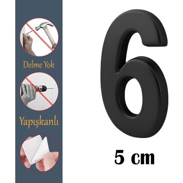 Nzb Kapı Numarası Yapışkanlı Küçük Boy 50 mm 5 cm Numara 6 Fiyatı
