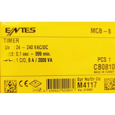 Entes MCB-8 Zaman Rölesi Fiyatı, Taksit Seçenekleri ile Satın Al