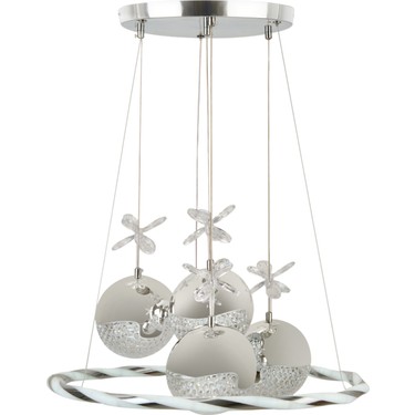 Nisa Luce Halka Satürn 4'lü Ledli Krom Avize - Sarı / Gün Fiyatı