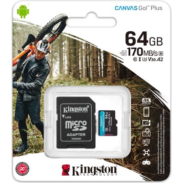 その他  go 64gb Kingston SDCG3-64GB 64GB microSDXC Canvas Go Plus 170R A2 Fiyatı