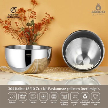 Amboss 3 Parça Paslanmaz Çelik Karıştırma Kabı Seti 16 cm 20 Fiyatı