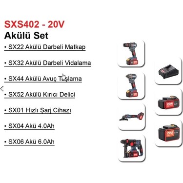 Stech End SXS402-20 V 4'lü Akülü Set Fiyatı - Taksit Seçenekleri