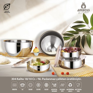 Amboss Mixkeep 9 Parça Paslanmaz Çelik Karıştırma Kabı & Fiyatı