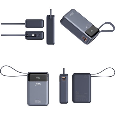 Juo 20000 mAh 65W LED Ekranlı Usb-A + Type-C Kablolu Fiyatı