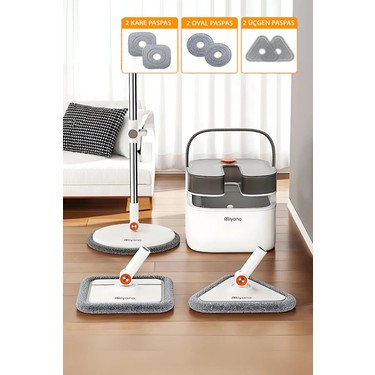 Miyano M90 Plus Su Hazneli 3 Başlıklı Mikrofiber Mop Seti – Fiyatı