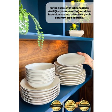 Farika Porselen Şems 24 Parça 6 Kişilik Platin Yaldız Fiyatı