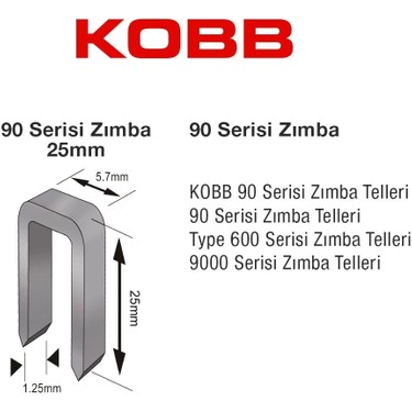 Kobb Kbz9025 25mm 2500 Adet 90 Serisi Ağır Hizmet Tipi Zımba Fiyatı