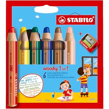 Stabilo Woody Kuru Boya 3in1 6 Renk Kalemtraş ile Çocuklar Fiyatı